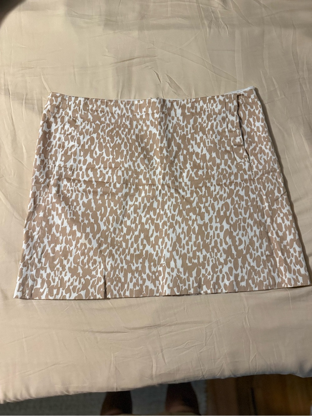 J. Crew Women's Beige and White Animal Print Mini Skirt